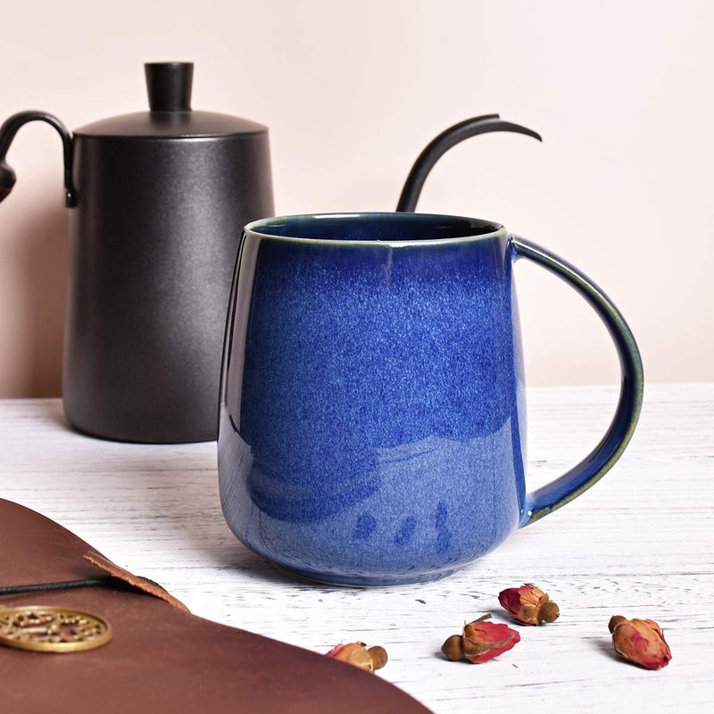 Bosmarlin Ceramic Coffee Mug, Blue Tea Cup for Office and Home, 13 oz, Dishwasher and Microwave Safe, 1 Pack (RoyalBlue(Glossy)) - Image 4